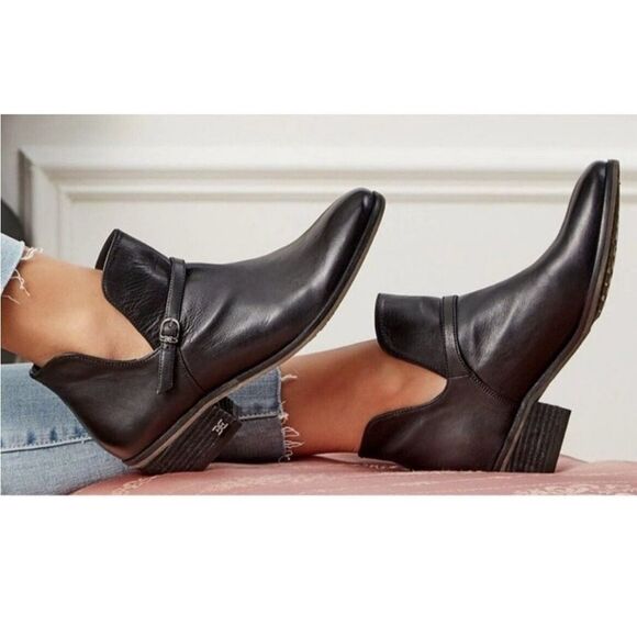 Sam Edelman Palmer Black Leather Ankle Boots Size 7.5 - Picture 1 of 8